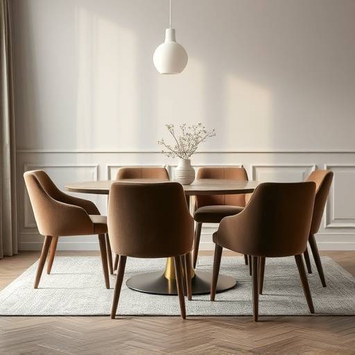 Conjunto de cadeiras de jantar com design moderno e estofamento em tecido aveludado.